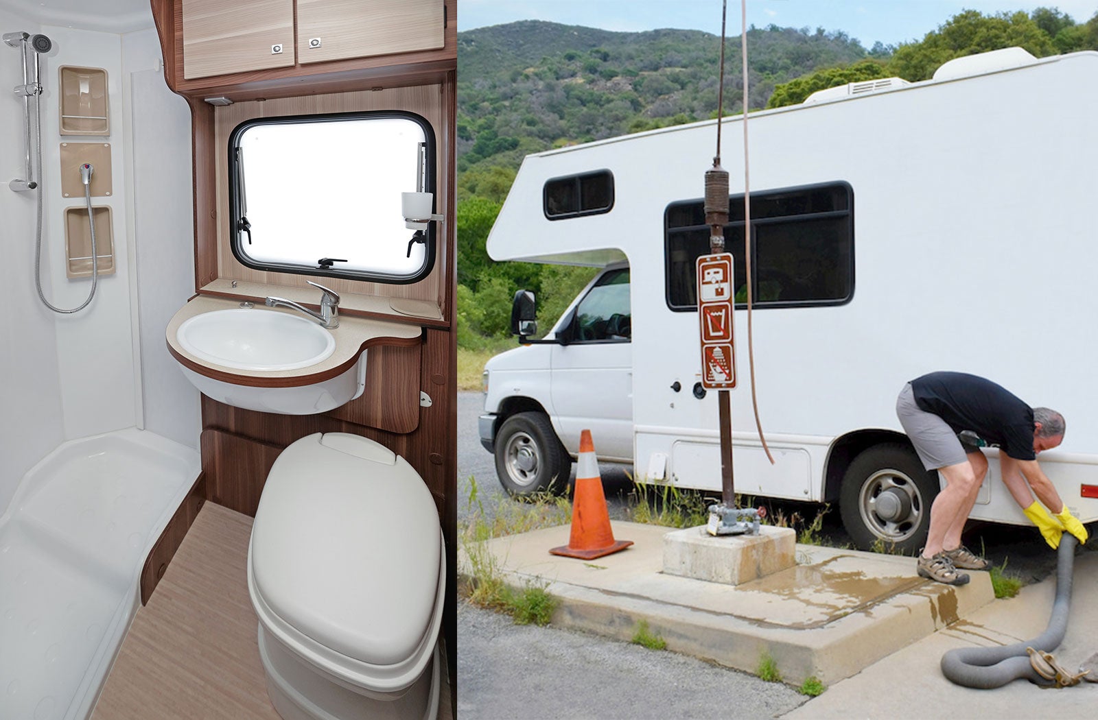 Portable RV/camper toilet and holding tank setup in Tifton, Georgia